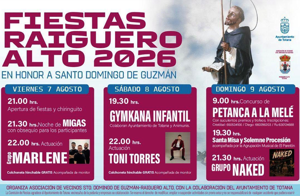El Raiguero Alto se viste de gala este fin de semana con sus fiestas en honor a Santo Domingo de Guzm�n 